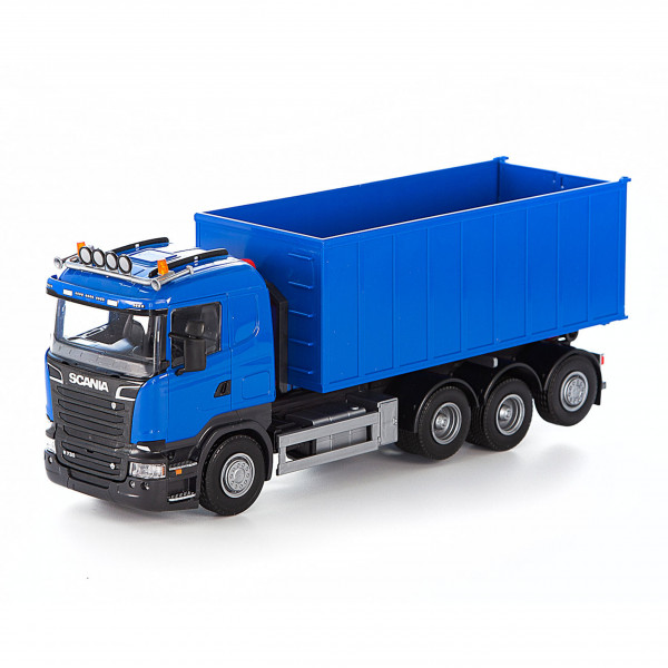 Scania-Absetzmulden-LKW, hoher Container, blau
