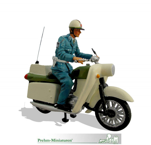 DDR-Polizist auf Motorrad, Metall