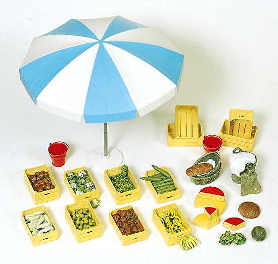 Marktzubehör mit Sonnenschirm