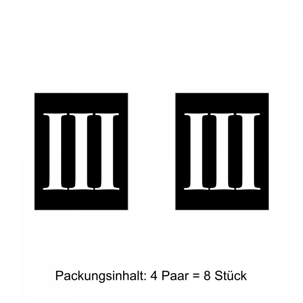 Wagenklassen-Aufkleber, römisch "III", 8 Stück
