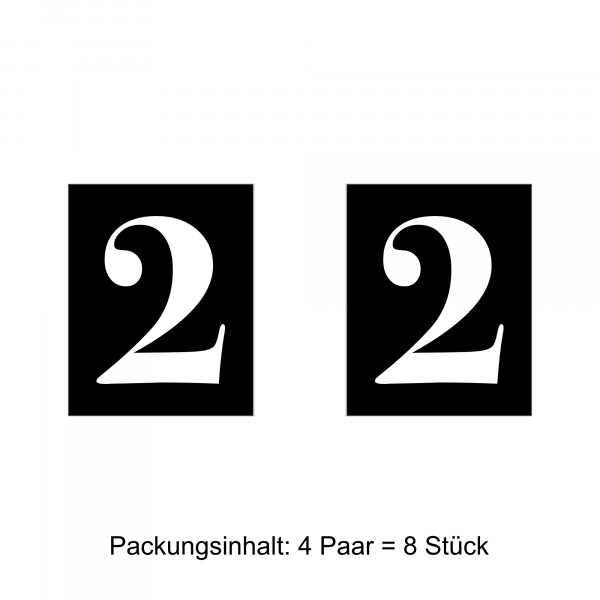Wagenklassen-Aufkleber, arabisch "2", 8 Stück
