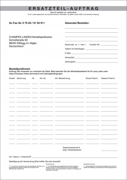 CL-Bestellformular Ersatzteile