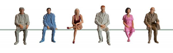 Sitzende Waggon-Reisende III, 6 Stück