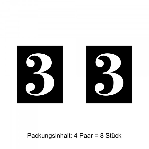 Wagenklassen-Aufkleber, arabisch "3", 8 Stück
