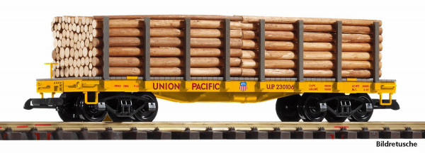 UP-Rungenwagen mit Holzladung