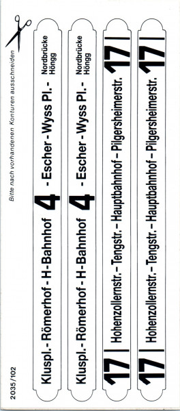 Beschriftungsbogen II für Straßenbahn 20202