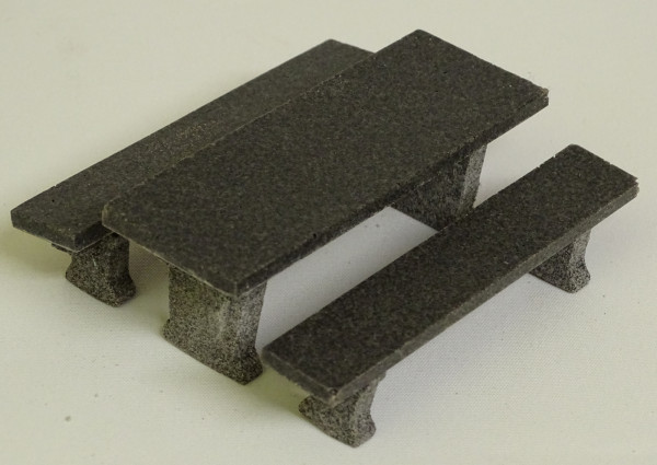 Granit-Sitzgruppe grau, rechteckig, 3-teilig